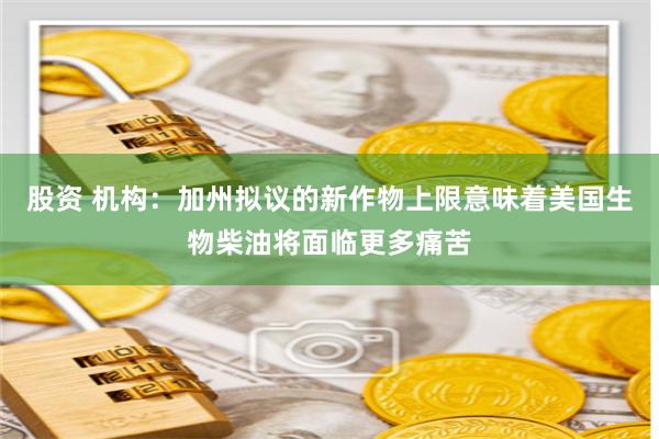 股资 机构：加州拟议的新作物上限意味着美国生物柴油将面临更多痛苦
