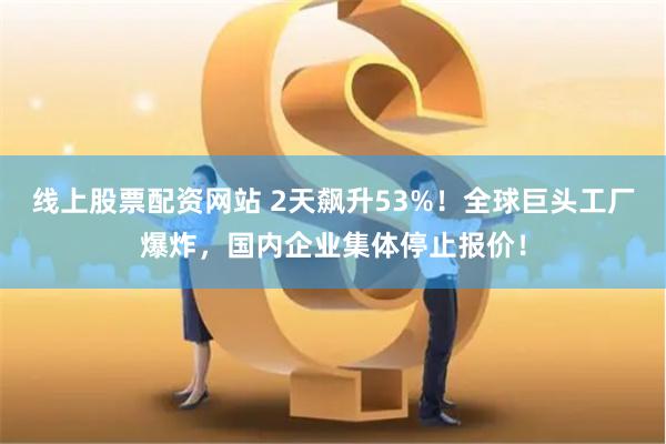 线上股票配资网站 2天飙升53%！全球巨头工厂爆炸，国内企业集体停止报价！