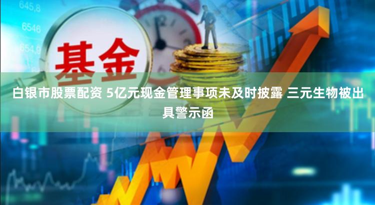 白银市股票配资 5亿元现金管理事项未及时披露 三元生物被出具警示函